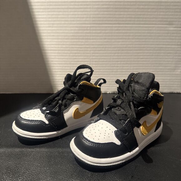 Air Jordan 1 Mid TD 'Black Gold' Size 7C 640735-177 with box - Picture 10 of 11